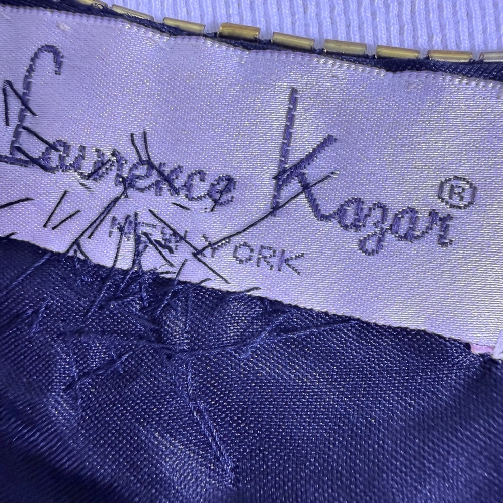 Laurence Kazar Vtg Silk Beaded Top XL Black Sheer Sleeve Evening Cocktail Blouse - Picture 3 of 16